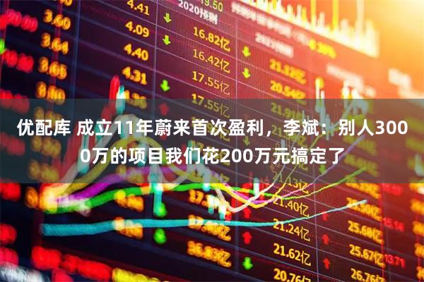 优配库 成立11年蔚来首次盈利，李斌：别人3000万的项目我们花200万元搞定了