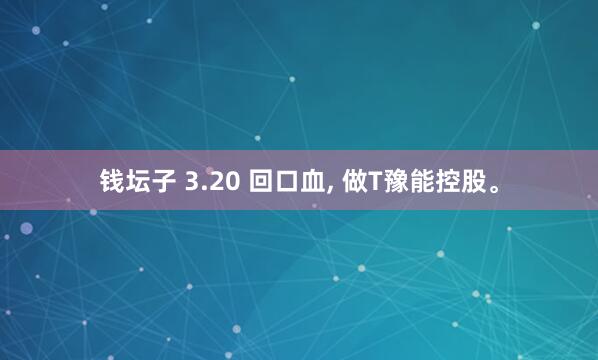 钱坛子 3.20 回口血, 做T豫能控股。
