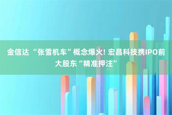 金信达 “张雪机车”概念爆火! 宏昌科技携IPO前大股东“精准押注”