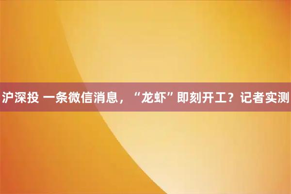 沪深投 一条微信消息，“龙虾”即刻开工？记者实测